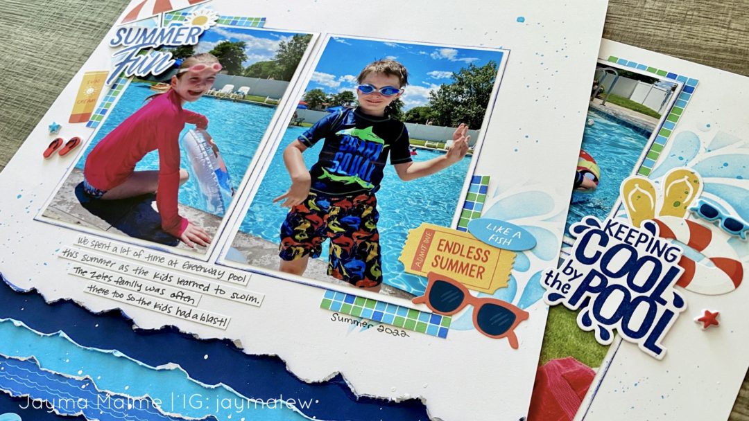Pool Themed Double Page Scrapbooking Idea