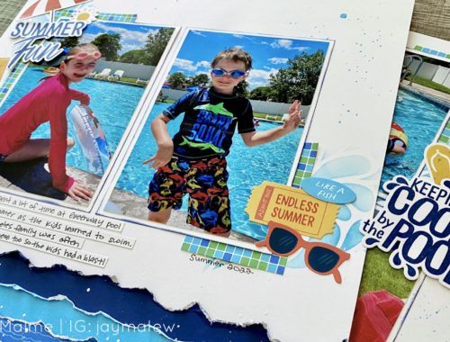 Pool Themed Double Page Scrapbooking Idea